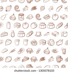 Food images. Background for printing, design, web. Seamless. Binary color.