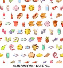Food images. Background for printing, design, web. Seamless. Colored.
