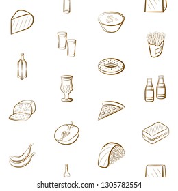 Food images. Background for printing, design, web. Seamless. Binary color.
