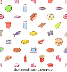 Food images. Background for printing, design, web. Seamless. Colored.