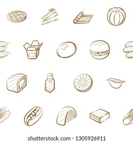 Food images. Background for printing, design, web. Seamless. Binary color.