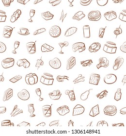 Food images. Background for printing, design, web. Seamless. Binary color.