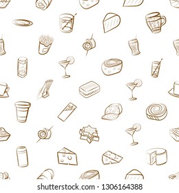 Food images. Background for printing, design, web. Seamless. Binary color.