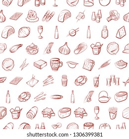 Food images. Background for printing, design, web. Seamless. Binary color.