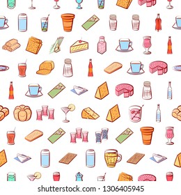 Food images. Background for printing, design, web. Seamless. Colored.