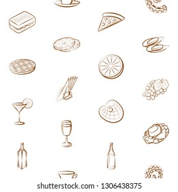 Food images. Background for printing, design, web. Seamless. Binary color.
