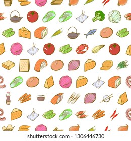 Food images. Background for printing, design, web. Seamless. Colored.