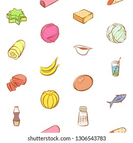 Food images. Background for printing, design, web. Seamless. Colored.