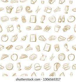Food images. Background for printing, design, web. Seamless. Binary color.