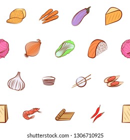 Food images. Background for printing, design, web. Seamless. Colored.