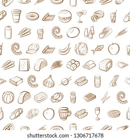Food images. Background for printing, design, web. Seamless. Binary color.