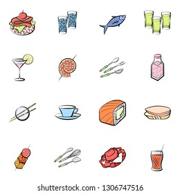 Food images. Background for printing, design, web. Colored.