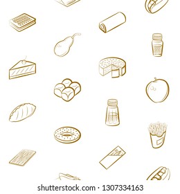 Food images. Background for printing, design, web. Seamless. Binary color.