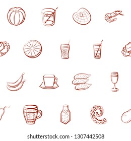 Food images. Background for printing, design, web. Seamless. Binary color.