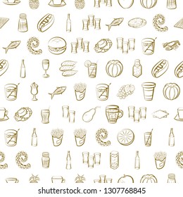 Food images. Background for printing, design, web. Seamless. Binary color.