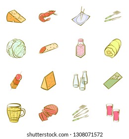 Food images. Background for printing, design, web. Colored.