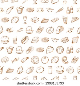 Food images. Background for printing, design, web. Seamless. Binary color.