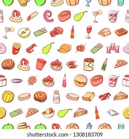 Food images. Background for printing, design, web. Seamless. Colored.