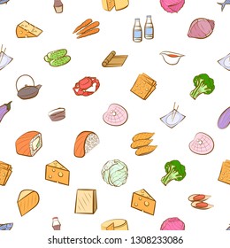 Food images. Background for printing, design, web. Seamless. Colored.
