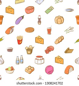 Food images. Background for printing, design, web. Seamless. Colored.
