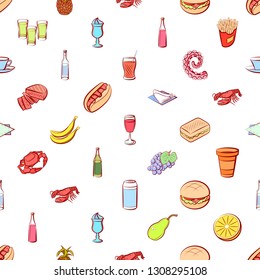 Food images. Background for printing, design, web. Seamless. Colored.