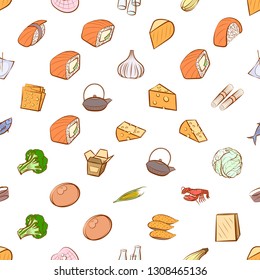 Food images. Background for printing, design, web. Seamless. Colored.