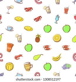 Food images. Background for printing, design, web. Seamless. Colored.