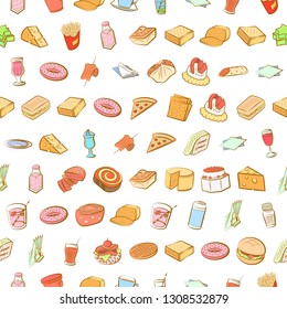 Food images. Background for printing, design, web. Seamless. Colored.