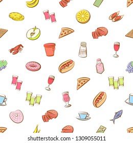 Food images. Background for printing, design, web. Seamless. Colored.