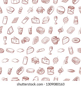 Food images. Background for printing, design, web. Seamless. Binary color.