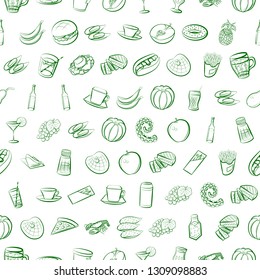Food images. Background for printing, design, web. Seamless. Binary color.