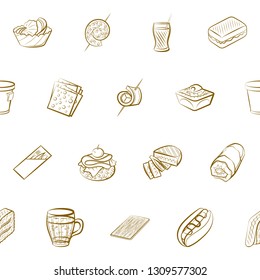 Food images. Background for printing, design, web. Seamless. Binary color.
