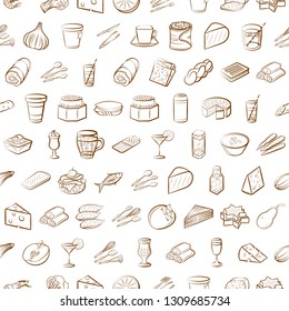 Food images. Background for printing, design, web. Seamless. Binary color.