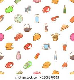 Food images. Background for printing, design, web. Seamless. Colored.