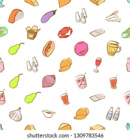 Food images. Background for printing, design, web. Seamless. Colored.