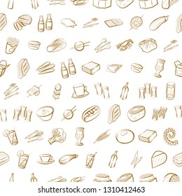 Food images. Background for printing, design, web. Seamless. Binary color.