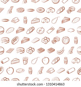 Food images. Background for printing, design, web. Seamless. Binary color.
