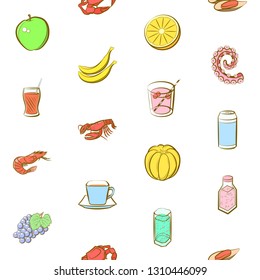 Food images. Background for printing, design, web. Seamless. Colored.