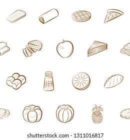 Food images. Background for printing, design, web. Seamless. Binary color.