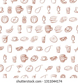 Food images. Background for printing, design, web. Seamless. Binary color.