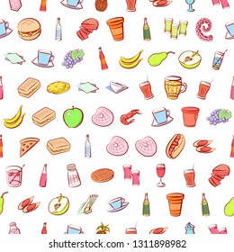 Food images. Background for printing, design, web. Seamless. Colored.