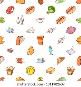 Food images. Background for printing, design, web. Seamless. Colored.