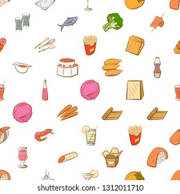 Food images. Background for printing, design, web. Seamless. Colored.
