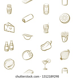 Food images. Background for printing, design, web. Seamless. Binary color.