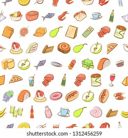 Food images. Background for printing, design, web. Seamless. Colored.