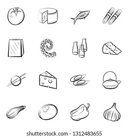 Food images. Background for printing, design, web. Monochrome binary, black and white.
