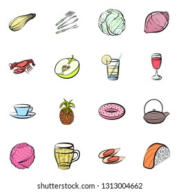 Food images. Background for printing, design, web. Colored.