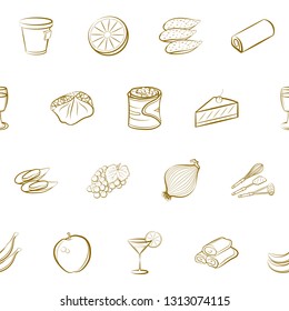 Food images. Background for printing, design, web. Seamless. Binary color.