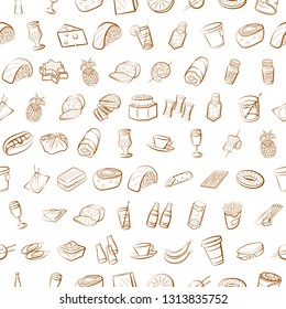 Food images. Background for printing, design, web. Seamless. Binary color.