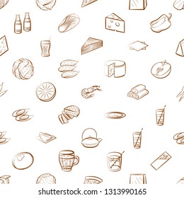 Food images. Background for printing, design, web. Seamless. Binary color.